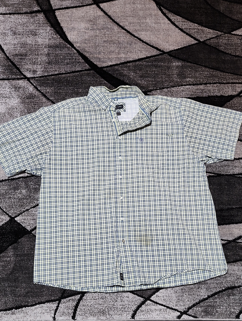 ARIAT PRO SERIES EMBROIDERED PLAID BUTTON-DOWN SHORT-SLEEVE SHIRT